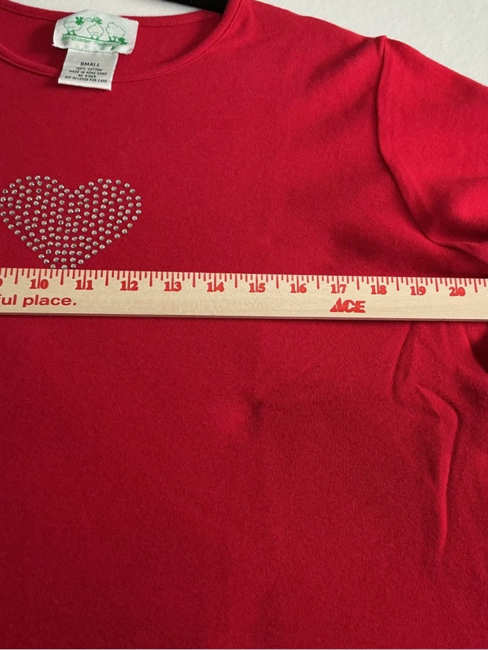 Quacker Factory Bright Red Crewneck heart Tee - Picture 4 of 8